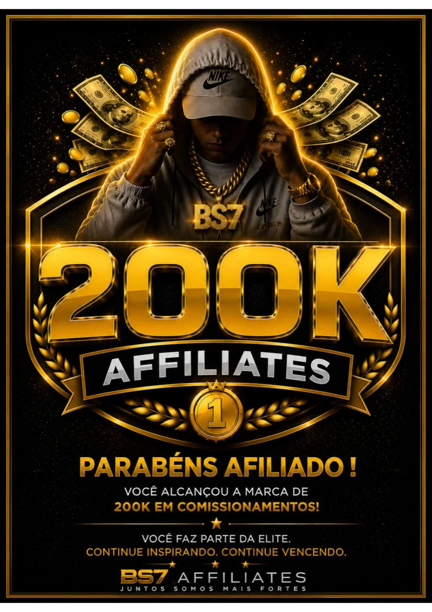 Placa 200K Affiliates — R$ 200.000,00 em comissionamentos