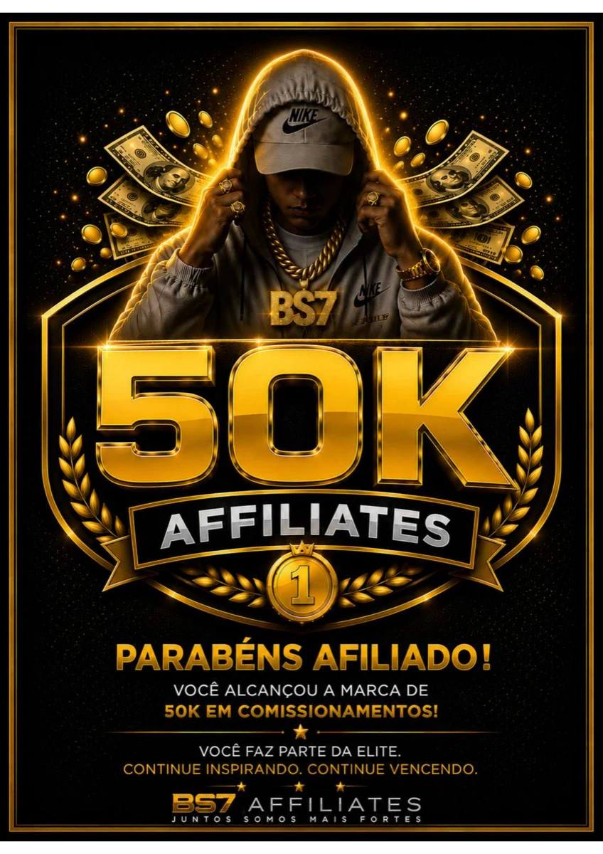 Placa 50K Affiliates — R$ 50.000,00 em comissionamentos